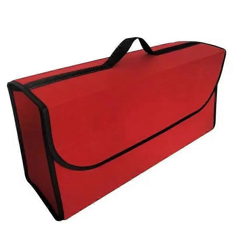 Car Trunk Organizer Felt Cloth MultiPocket Large Capacity Foldable SUV Cargo Storage Box Red