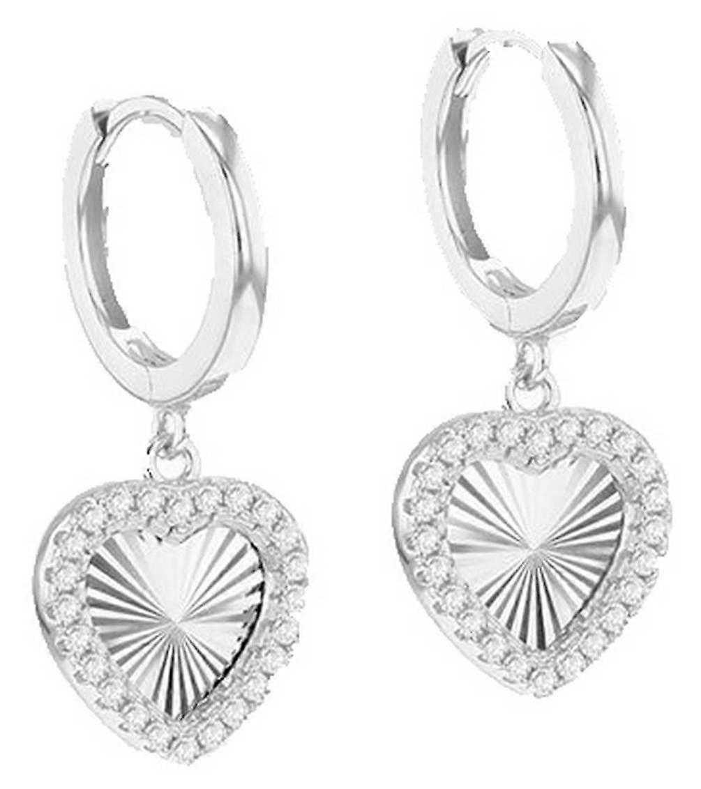 KJ Beckett Rainbow Heart Hoop Earrings - Silver