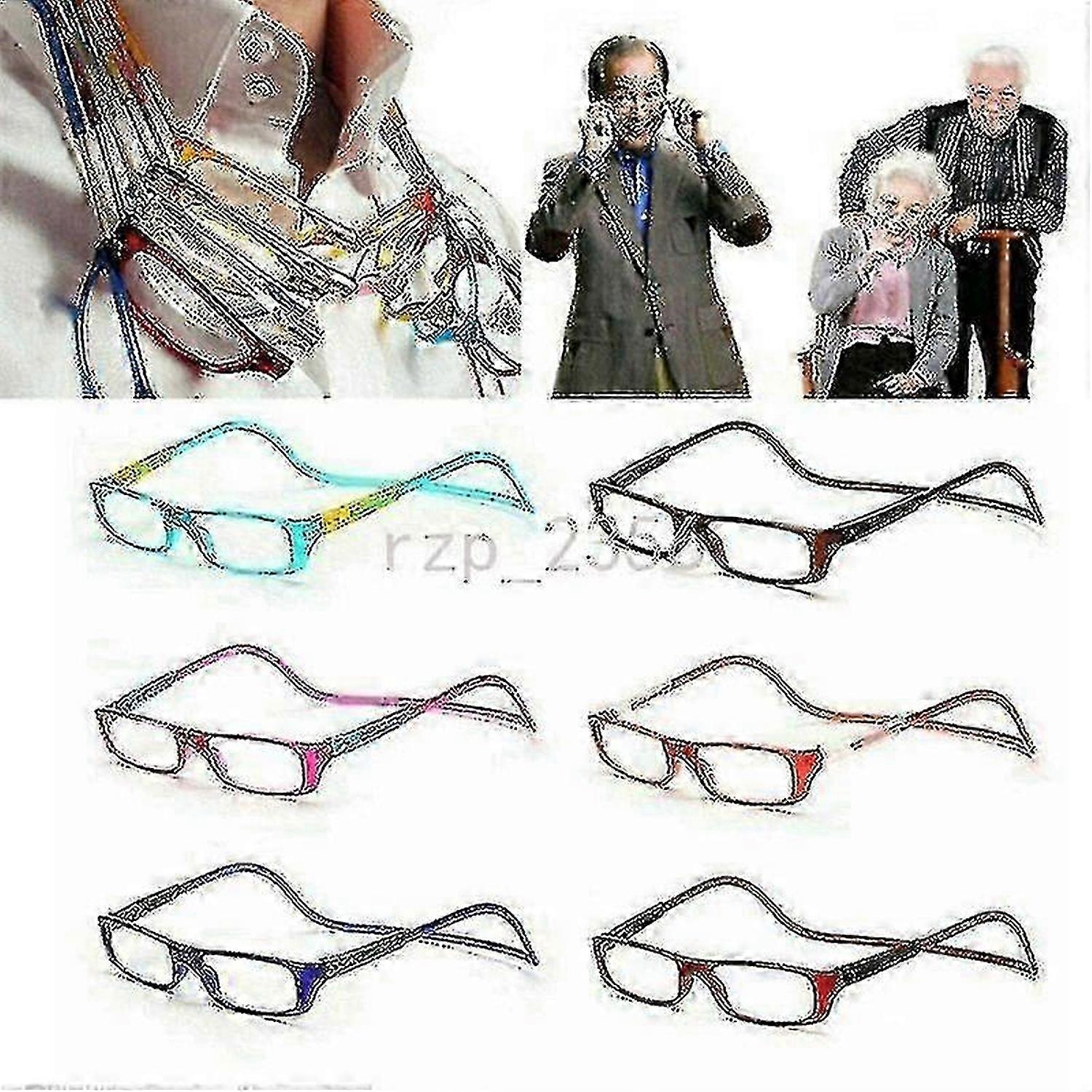 Folding Magnetic Reading Glasses with Snap Click Front, Neck Hanging Spectacles