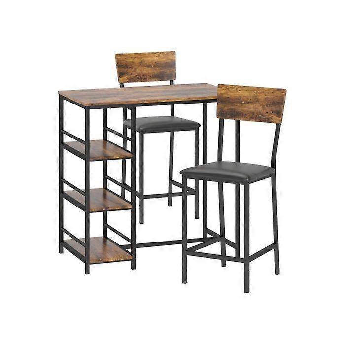 Three-Piece Compact Bar Table Set - Brown/Black