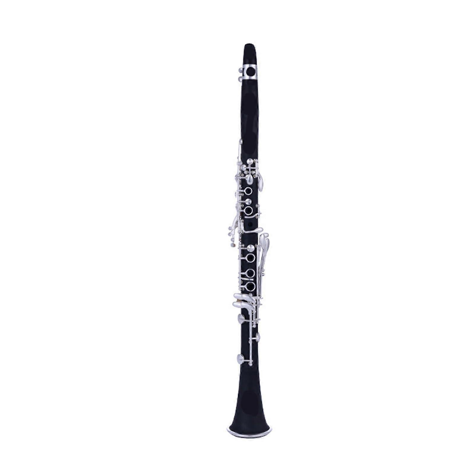 Professional B Flat 17 Keys Bakelite Clarinet with Silver Plated Keys for Beginners and Students