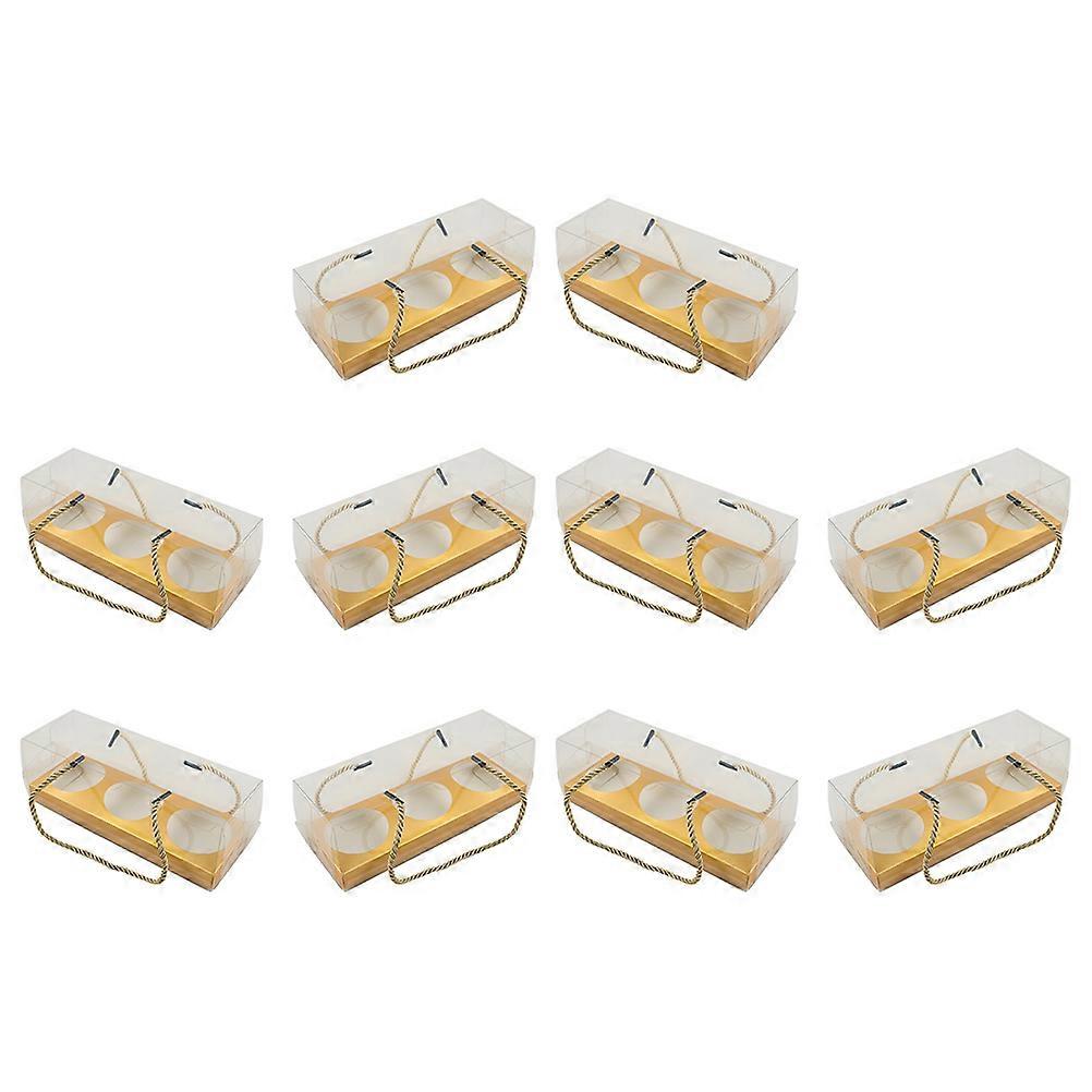 Cupcake Boxes Portable for Storage 10Pcs Clear Rectangle Containers with Handle