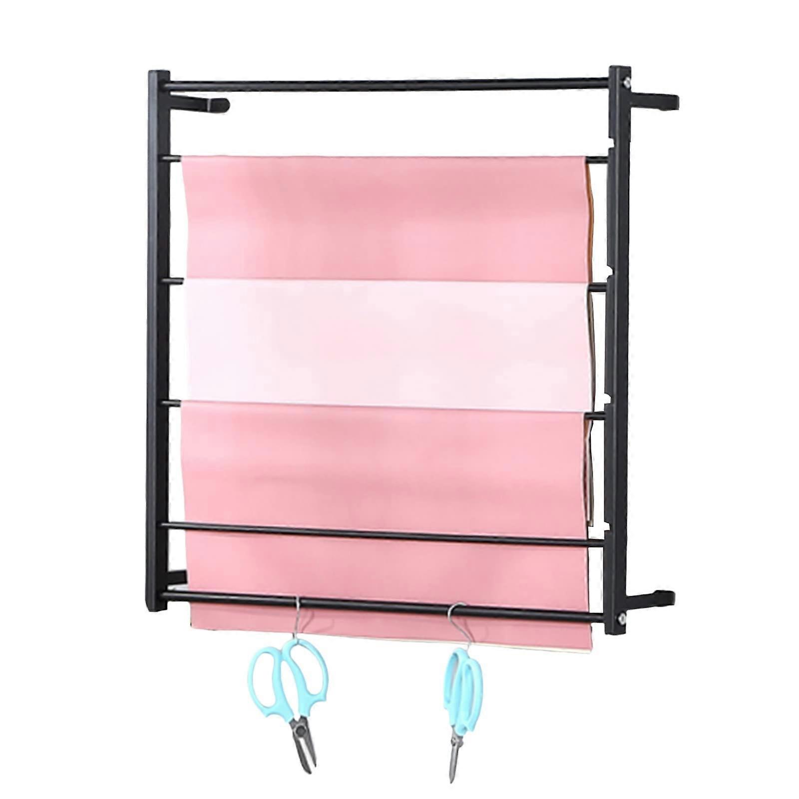 Organisateur de papier cadeau avec porte-rubans mural à 4 niveaux, étagère métallique réglable pour atelier de loisirs créatifs, noir 67 x 67 cm