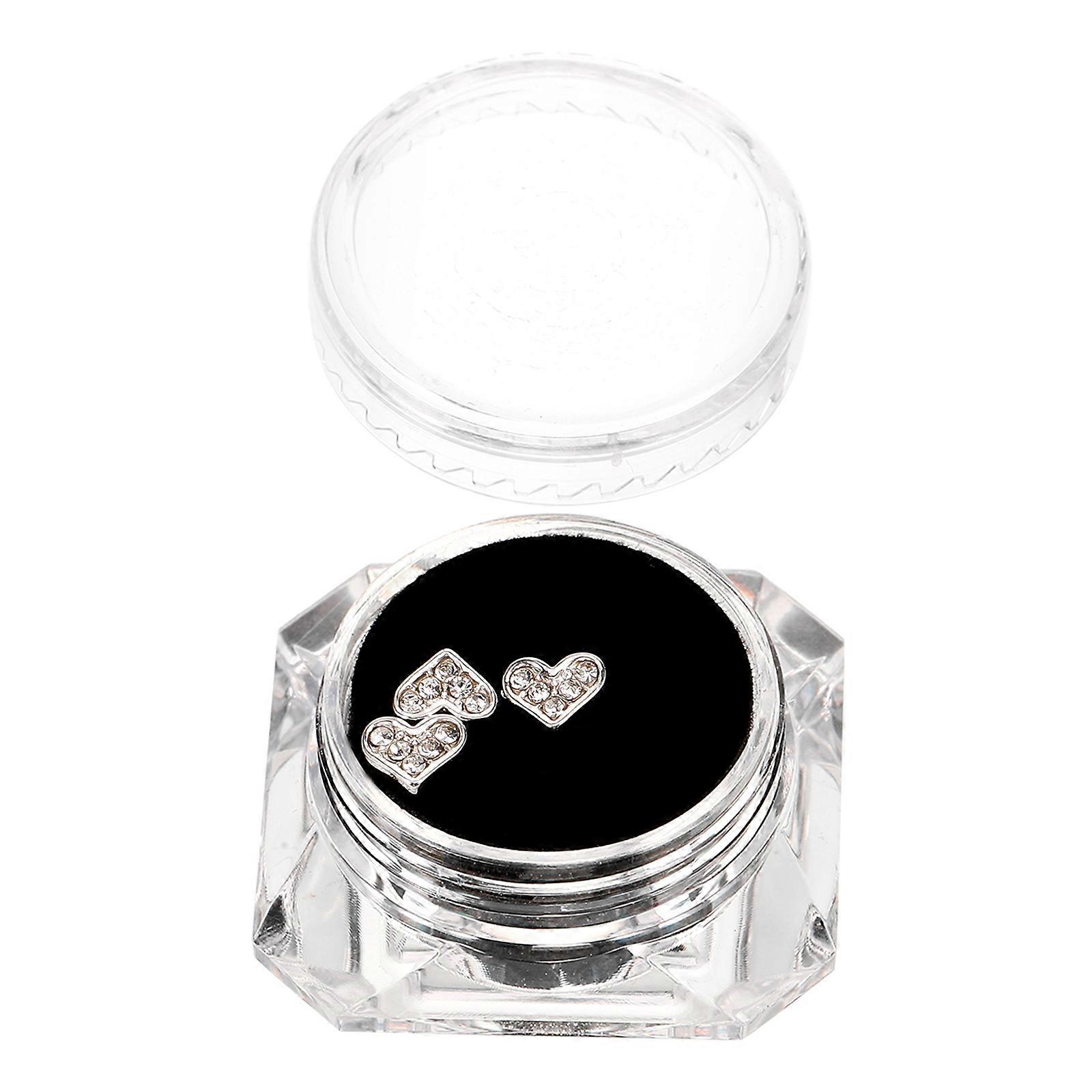 Heart Style Rhinestone Teeth Ornaments for Decor 1 Box Silver Material