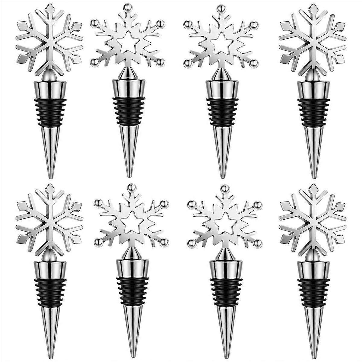 8 Pcs Snowflake Wine Stopper Reusable Wine Bottle Stopper Decorative