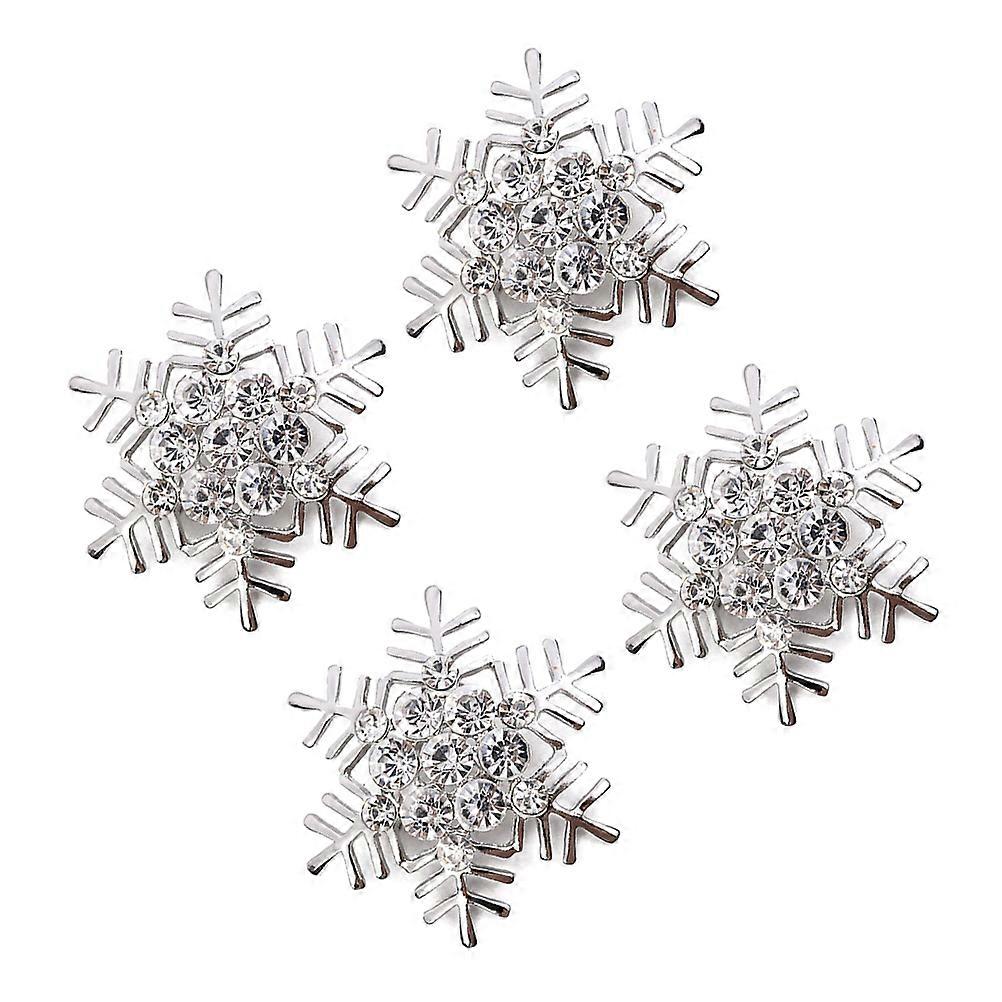 Snowflake Napkin Rings Metal Holders for 4Pcs Silver Table Settings