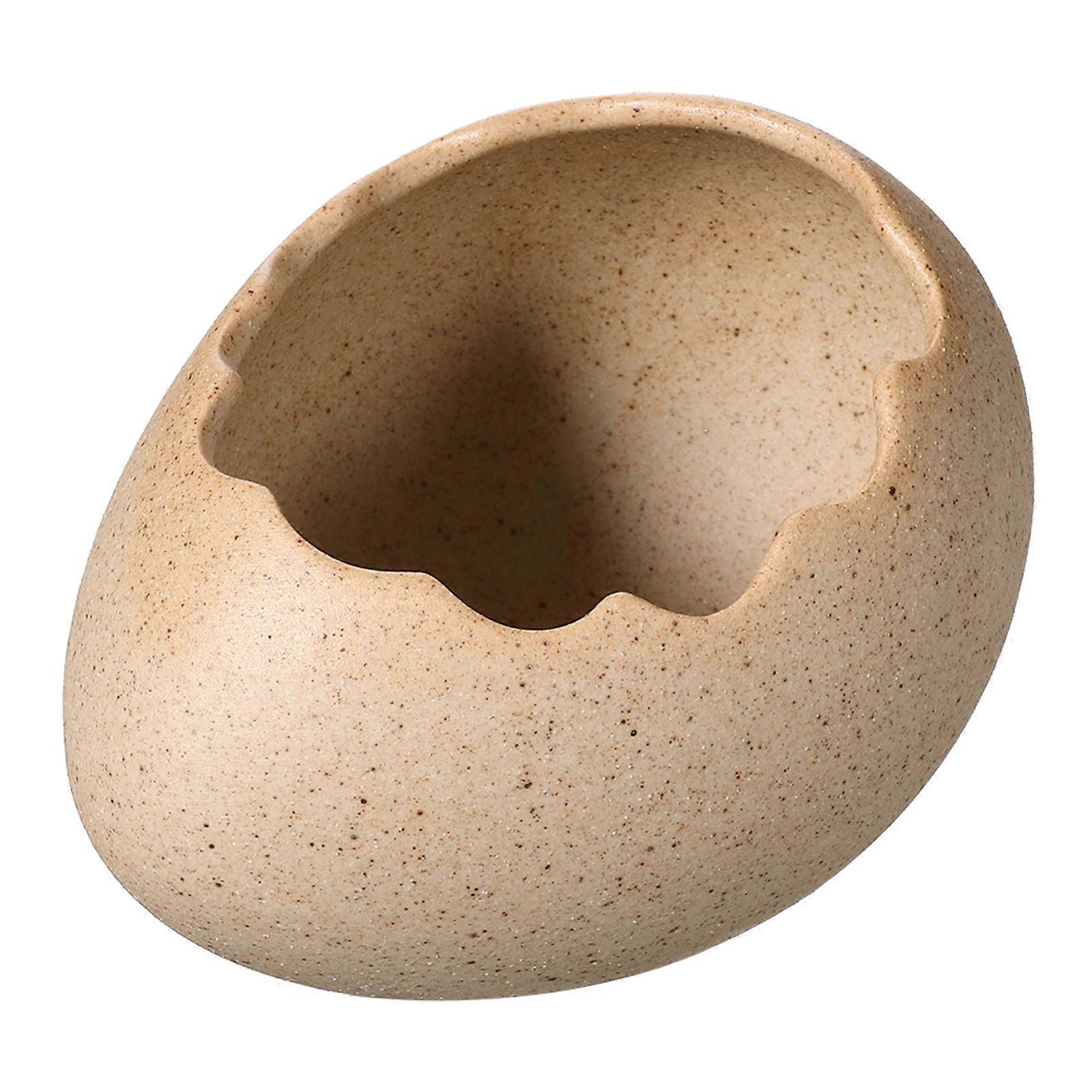Broken Egg Bowl Ceramic Bowl for Serving Desserts with Unique Beige Design