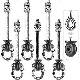 Conjunto de 6 suportes permanentes antiferrugem em aço inoxidável 304 para balanços, ideais para playgrounds, varandas e cadeiras de ioga/rede. Fáceis de instalar em vigas de madeira/aço.