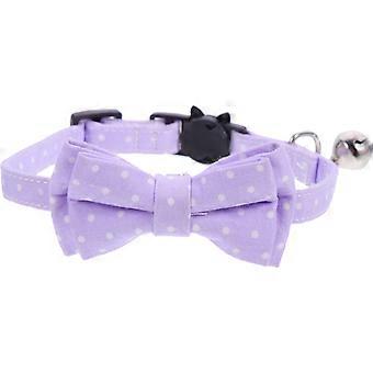 Bow Tie Collar for Dogs Pet Dog Collar Adjustable with Bell Lavender Cotton 1 Piece