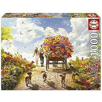 Casse-tête de 1000 pièces : Chariot de fleurs
