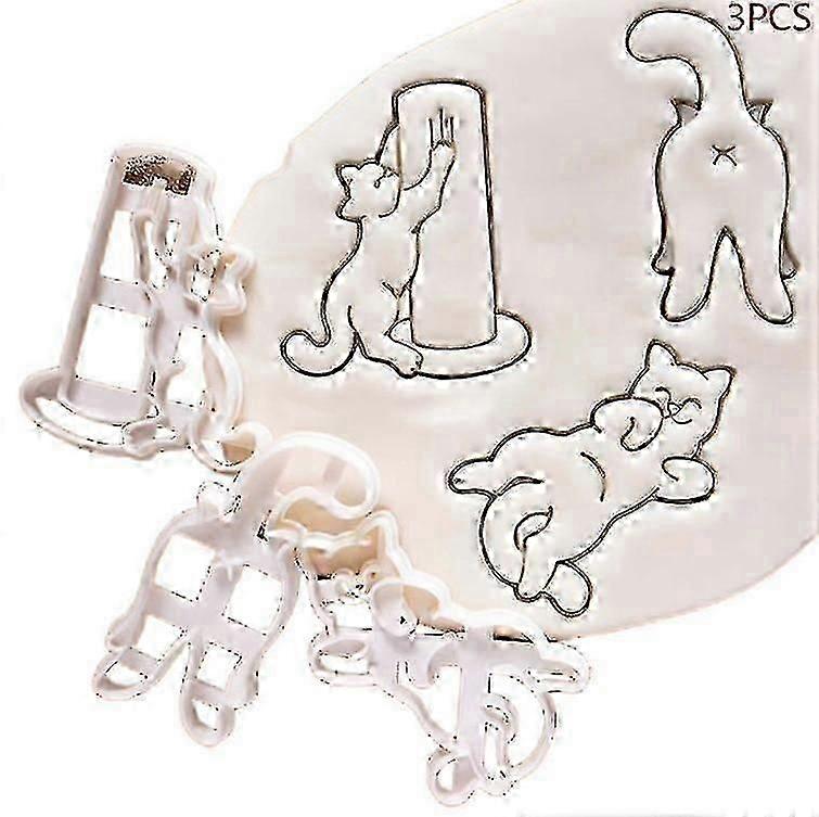 1/3pcs Cat Cookie Cutters Kitty Butt Shape Diy Biscuit Cookie Mold Stamp Bakeware