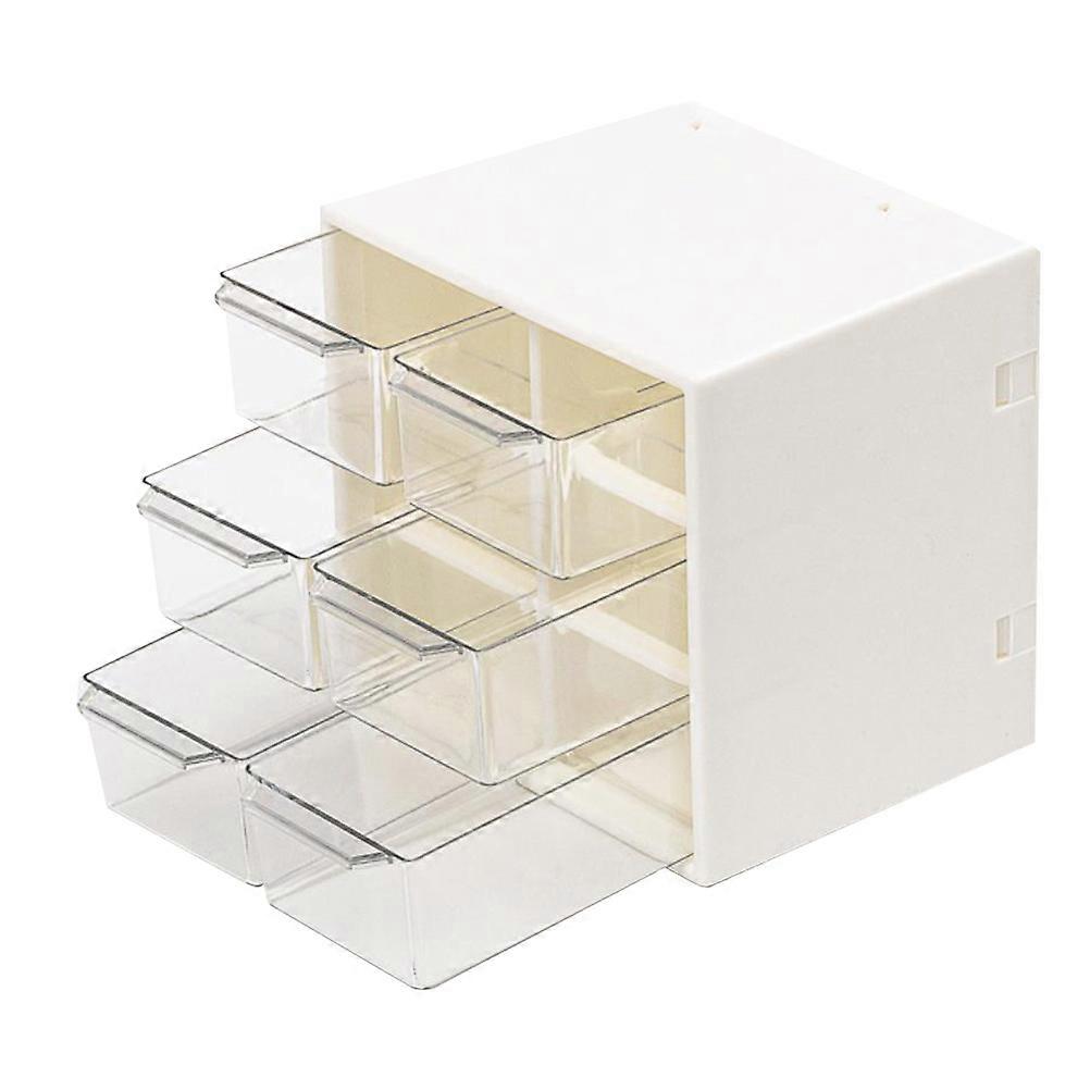 Drawer Type Box Plastic Multi-Grid Box for Desktop Storage Case White