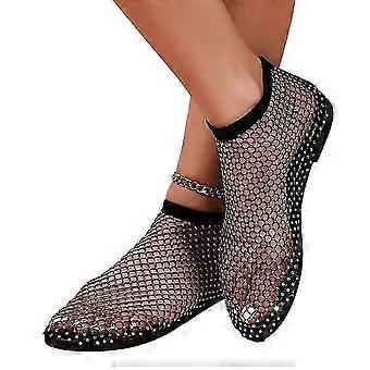 Mesh Flats para Mulheres Ultra Confortável Brilhante Gem Mesh Flats Shiny Stylish Flats