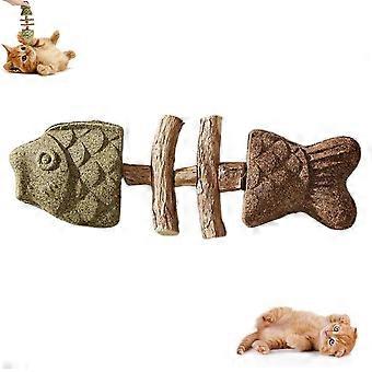 Creative Fish Bone Cat Toy – Wooden C atnip Teeth Cleaning Stick D7U2