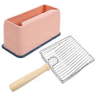Pink Cat Litter Scoop with Fine Filter and Ergonomic Handle for Home Use ABS Stainless Steel 1 Set