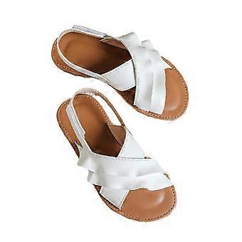 Sandali da bambina, bianchi, con suola antiscivolo in TPR, traspiranti, chiusura in velcro per indossarli e toglierli facilmente, ideali per feste estive in spiaggia, matrimoni e attività all'aperto.