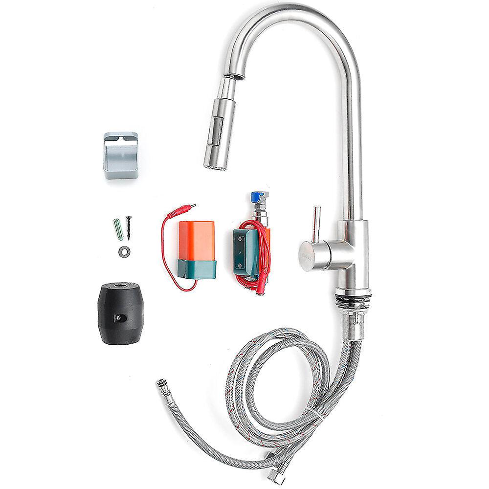 GreenZech Stainless Steel Kitchen Faucet 360 Rotation With Pull Down Sprayer Fingerprint Resistant H