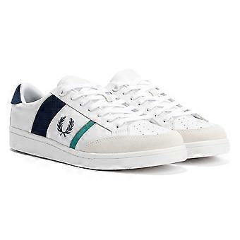 Fred Perry B725 Herren-Sneaker aus Leder und Wildleder in Weiß/Marineblau/Mint