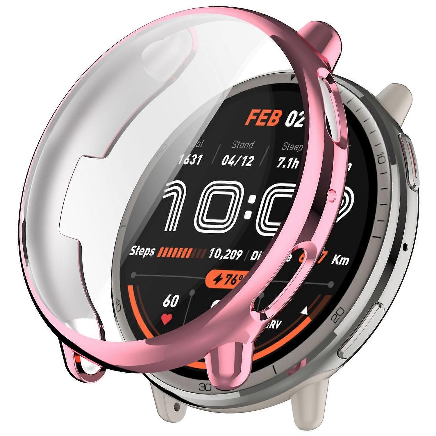 For Amazfit Active 2 Electroplated Full Cover TPU Watch Protective Case Pink