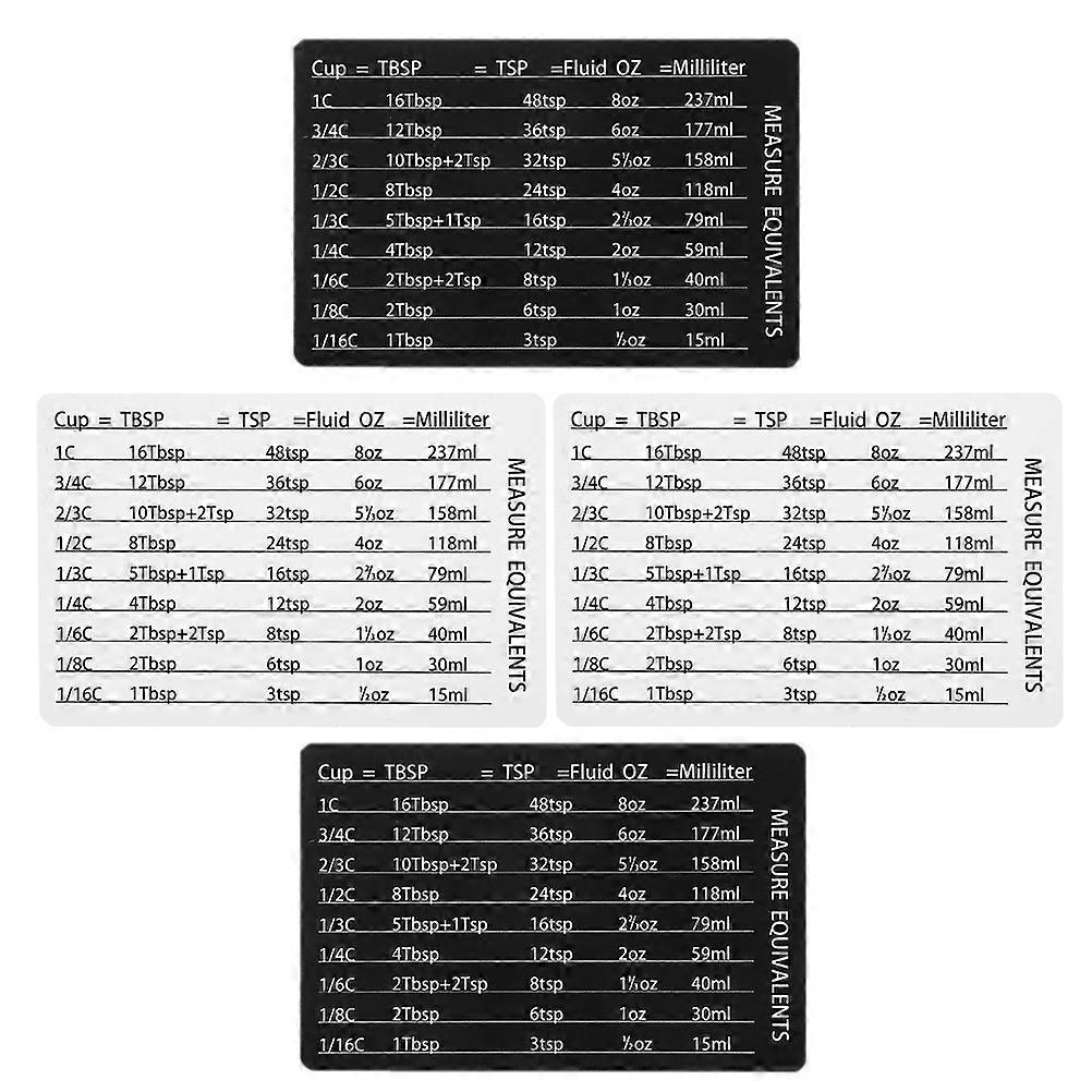 4pcs Kitchen Conversion Chart Magnetic Measurement Chart Measuring Cup Accessories Kitchen Gadget