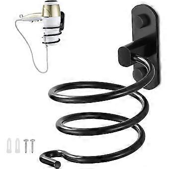 Hair Dryer Holder,wall Mounted Hair Dryer Holder,with Holes Aluminum Black