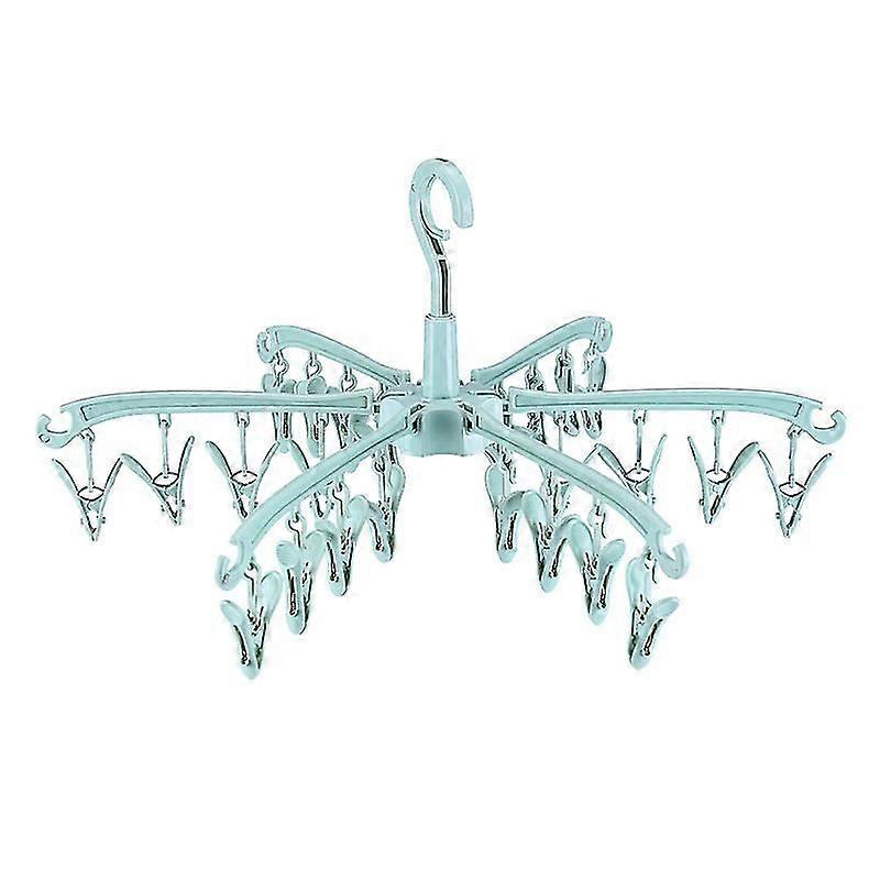 Foldable Drying Rack With 24 Clips Rotatable (green)