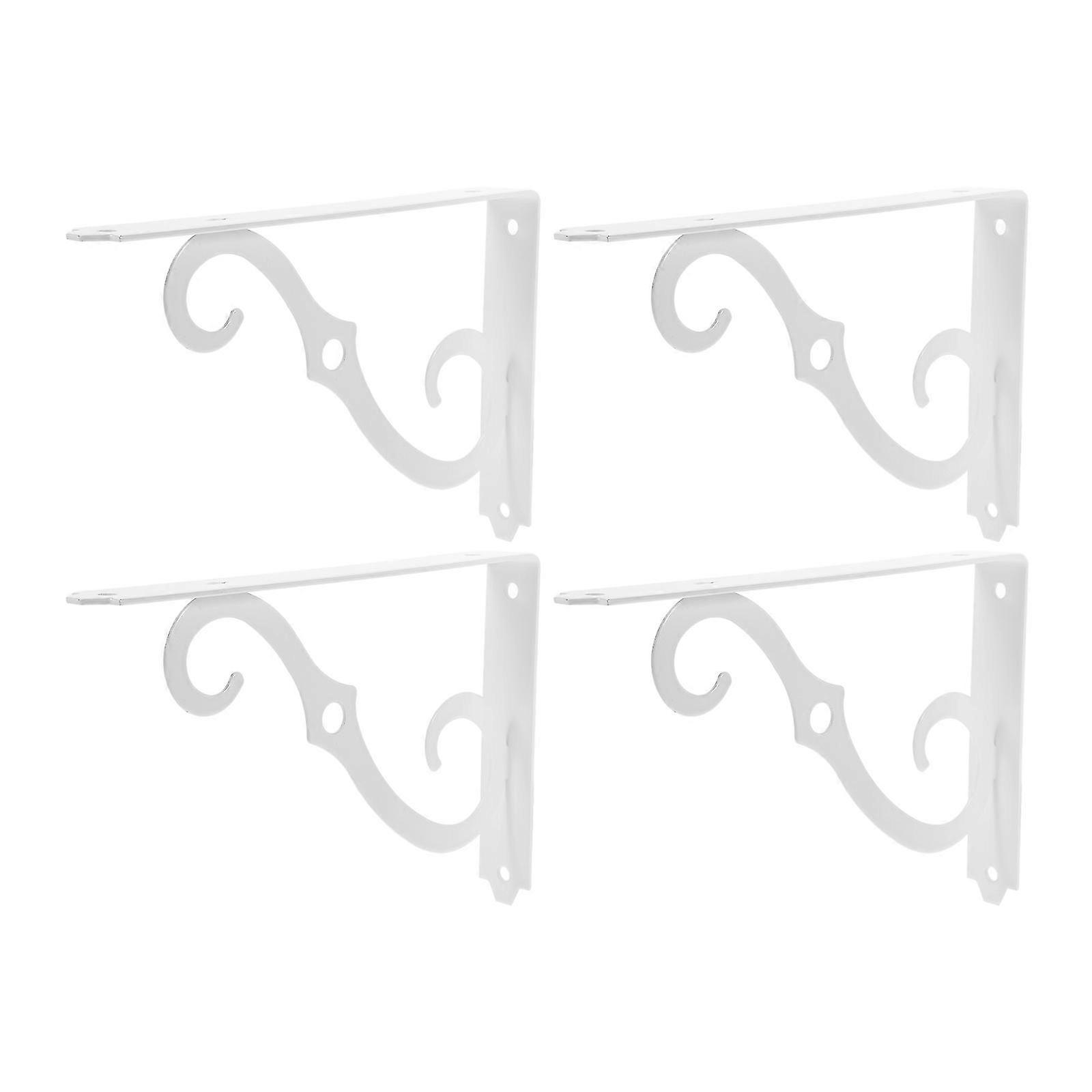 Iron Shelf Brackets Triangle Bracket compatible with Display 4Pcs White Metal Brackets