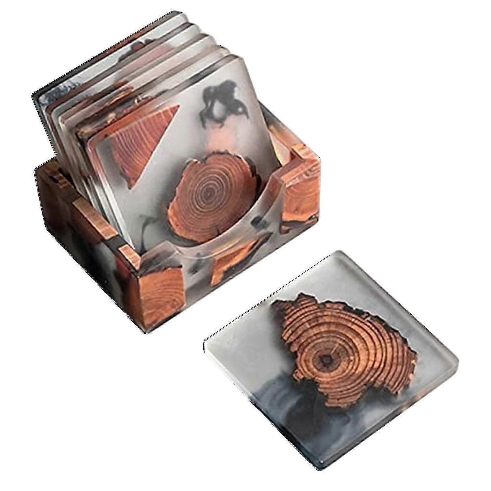 6Pcs Resin Epoxy Coaster Set With Holder