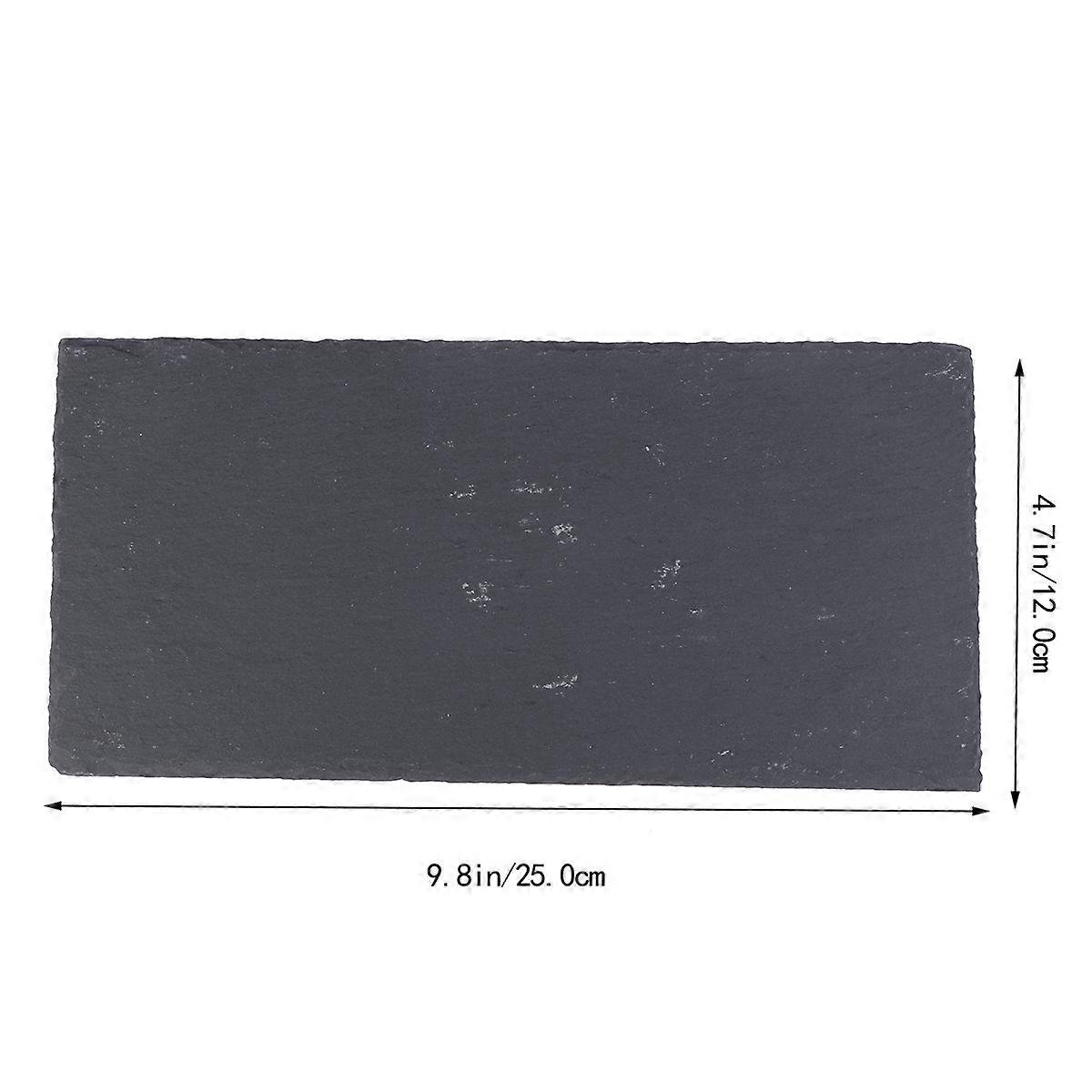 Stone Plate Natural Rectangular Plate for Storage Dark Grey