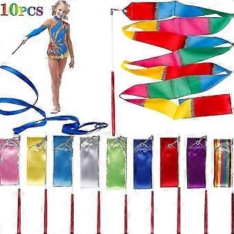 Rhythmic Gymnastics Ribbon Wands 10 Pcs 13 Ft Unisex Kids Dance Ribbon Streamers