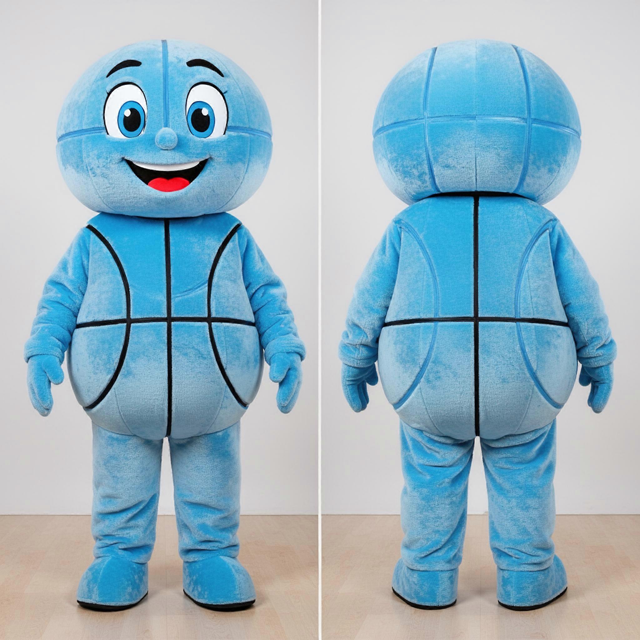 MASTICOT Sky Blue Rounded Basketball Ball Mascot