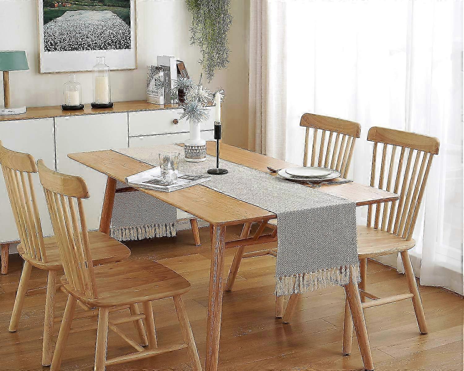 Hand-Fringed Cotton Jute Runner