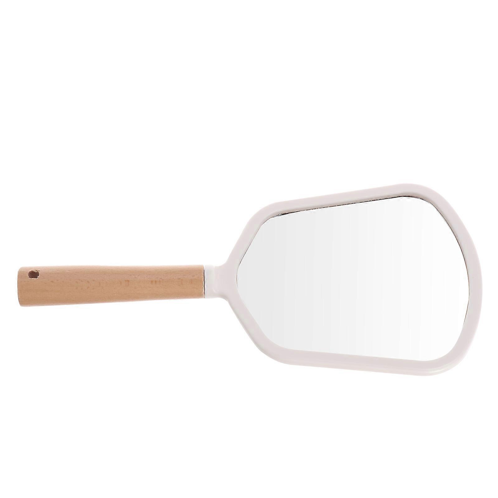Portable Makeup Mirror Handheld for Makeup Use 3Pcs Solid Wood Elliptical