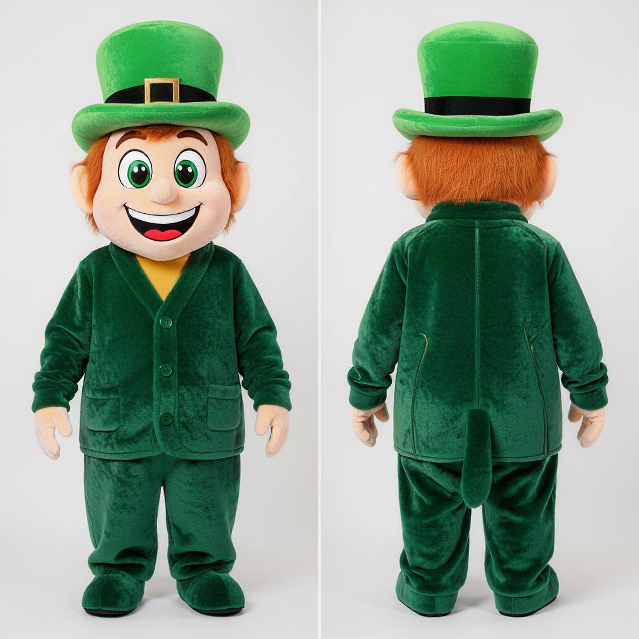 MASTICOT Emerald Green Smiling Leprechaun Hat Mascot