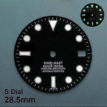 Esfera SUB Dive con logotipo S de 28,5 mm, compatible con movimientos NH35/NH36/4R/7S, esfera esmaltada negra con luminiscencia verde. Accesorios para modificación de relojes.