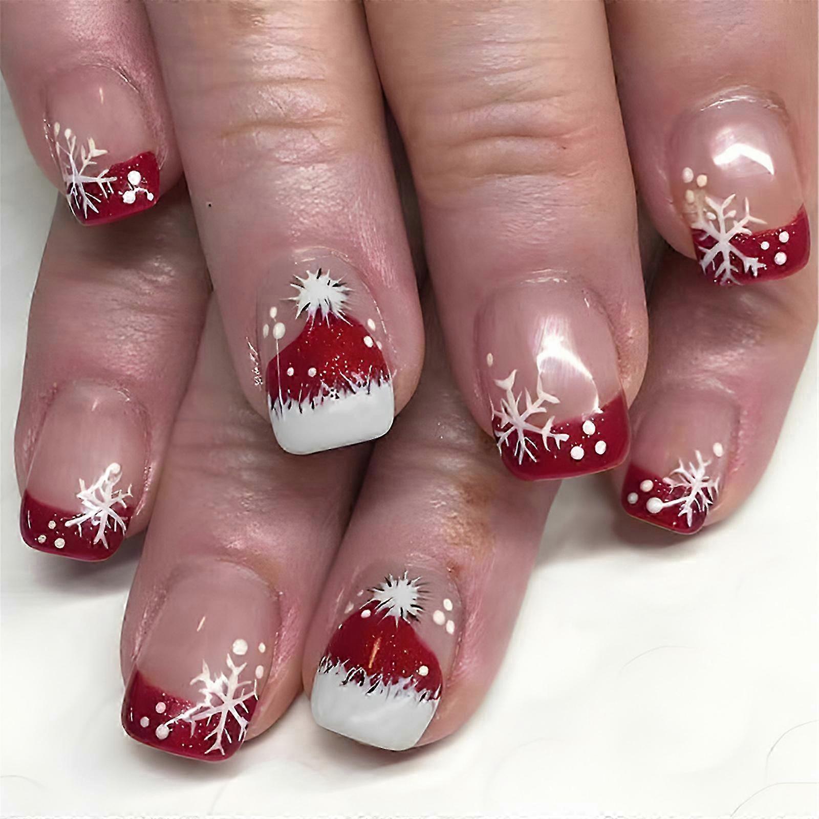24Pcs Festive Snowflake Nail Tips