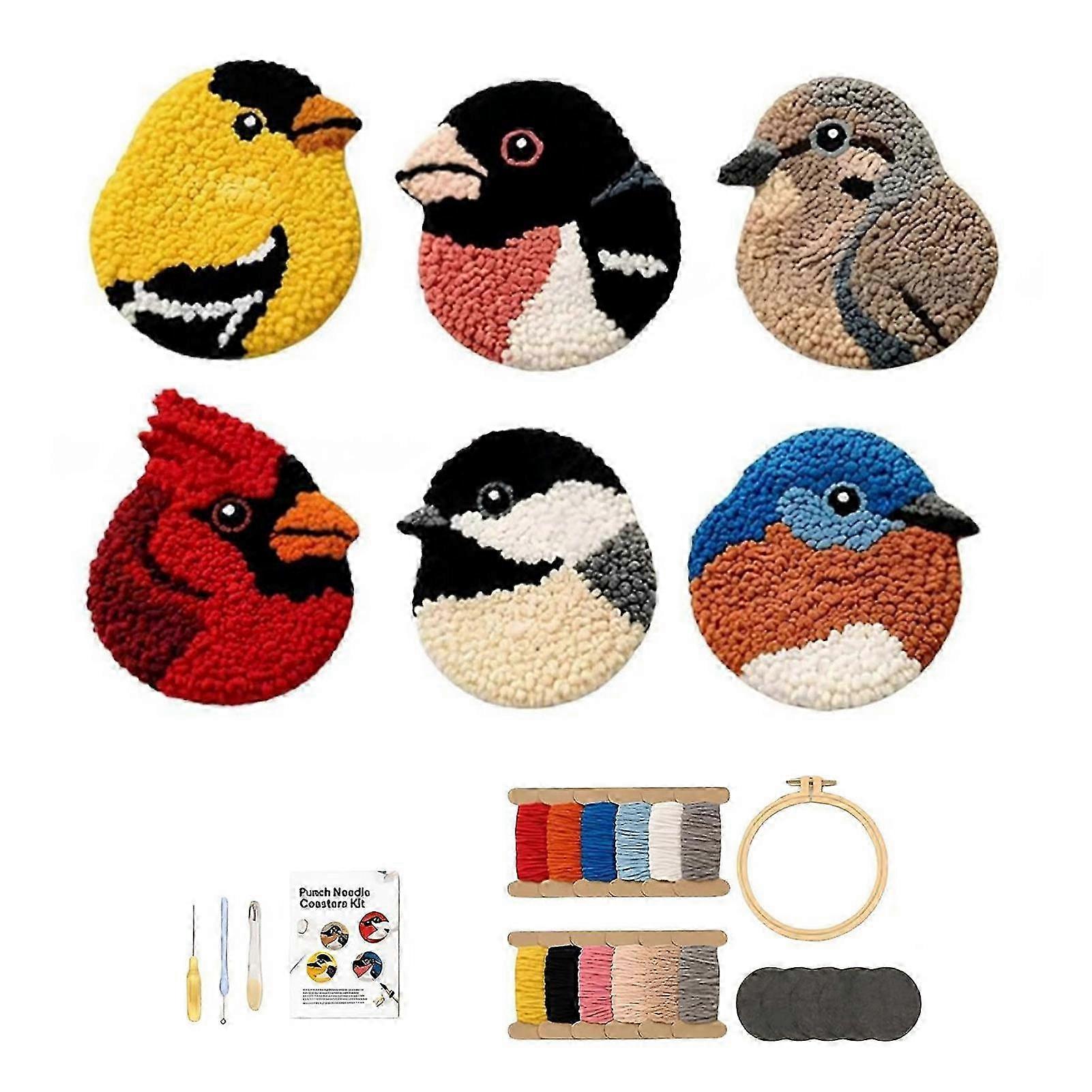 North American Bird Punch Needle Coaster Kit
