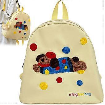 Cute Kawaii Backpack for School Girls Yellow Lightweight Waterproof Travel Bag with Accessories