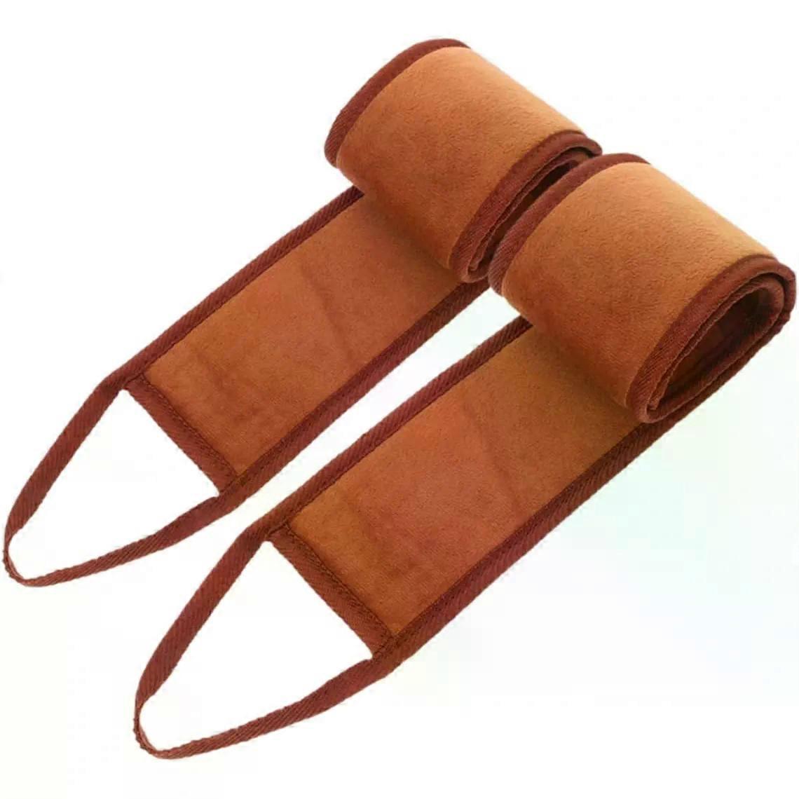 2 Pack Back Lotion Applicator with Handles, Soft Brown Shower Scrubber
