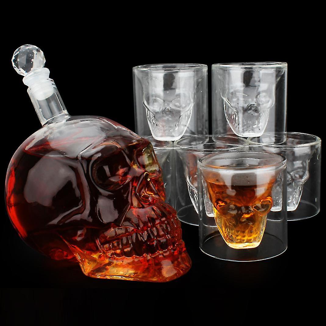 Borosilicate Glass Skull Wine Whiskey Decanter Set