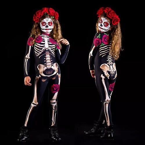NEWUPZSI Skelet Jumpsuit Dames - Halloween Catsuit Met Lange Mouwen En Skeletprint