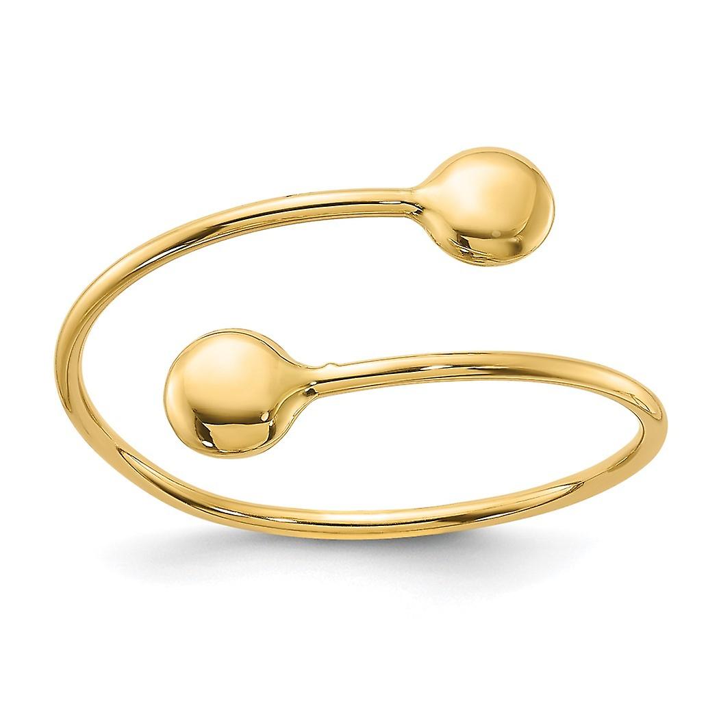 Bague ajustable en or jaune massif 14 carats poli pour femme - 0,8 gramme