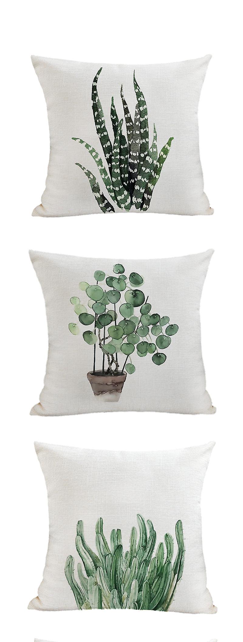 Housse de coussin Set De 4 Plantes Vertes Housse de coussin décorative