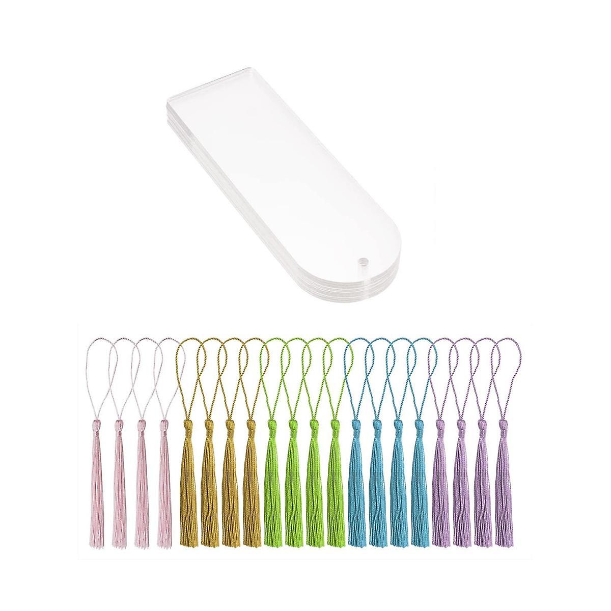 Blank Clear Acrylic Bookmarks 20Pcs Rectangle Craft Transparent Acrylic Book Markers with 20Pcs Sma