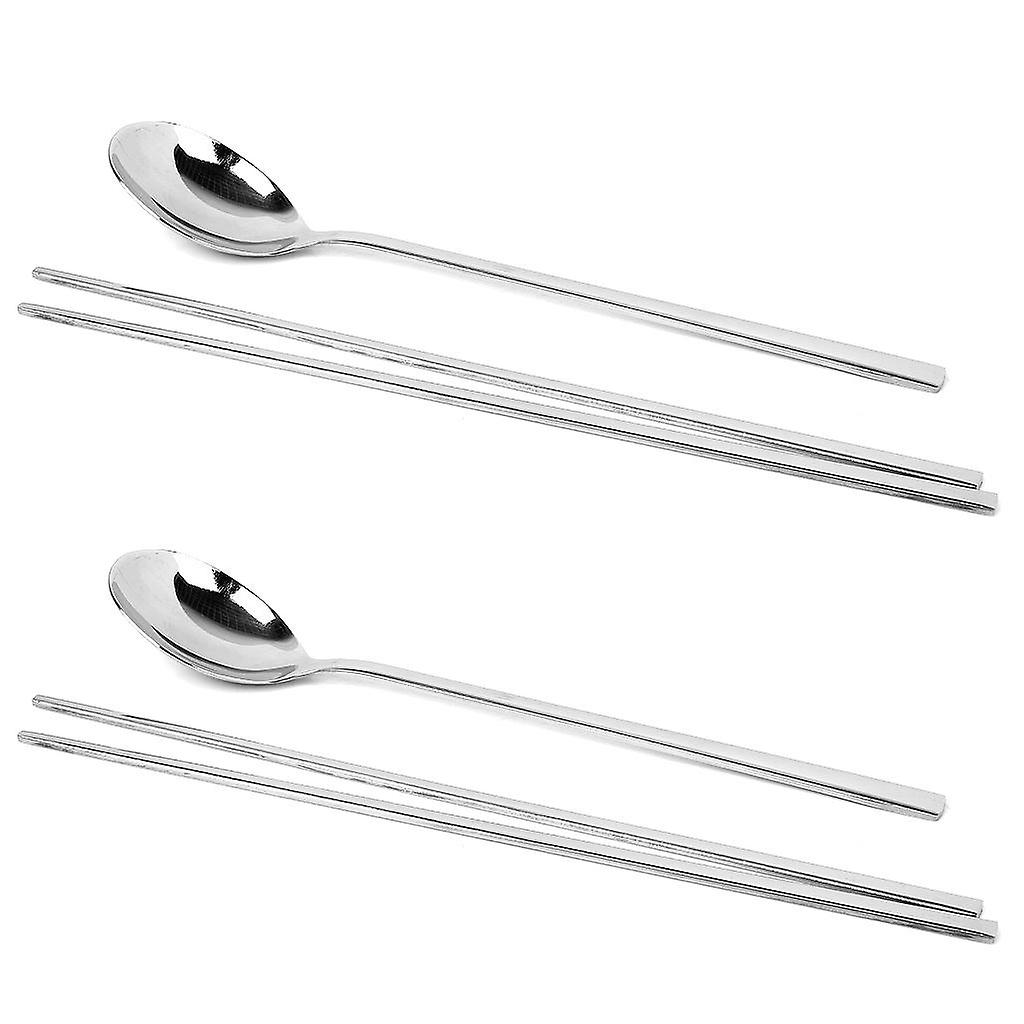 Korean Stainless Chopsticks Spoon Silverware Flatware Cutlery Utensils