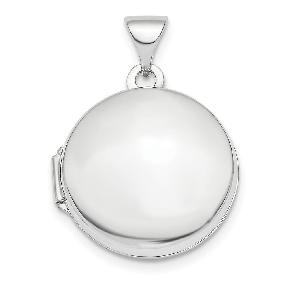 Collier médaillon-médaillon rond en forme de dôme poli en or jaune massif 14 carats pour femme