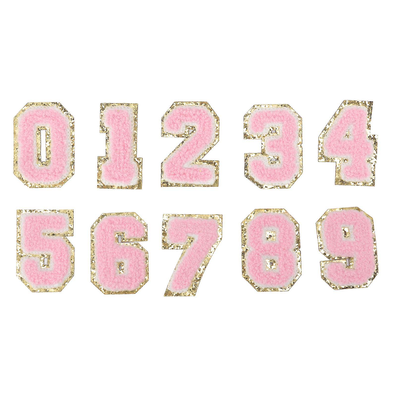 10Pcs Pink Number Patches 0 to 9 Number Exquisite Pink Easy Ironing Widely Used Iron On Patches for Jacket Shirt Shoes