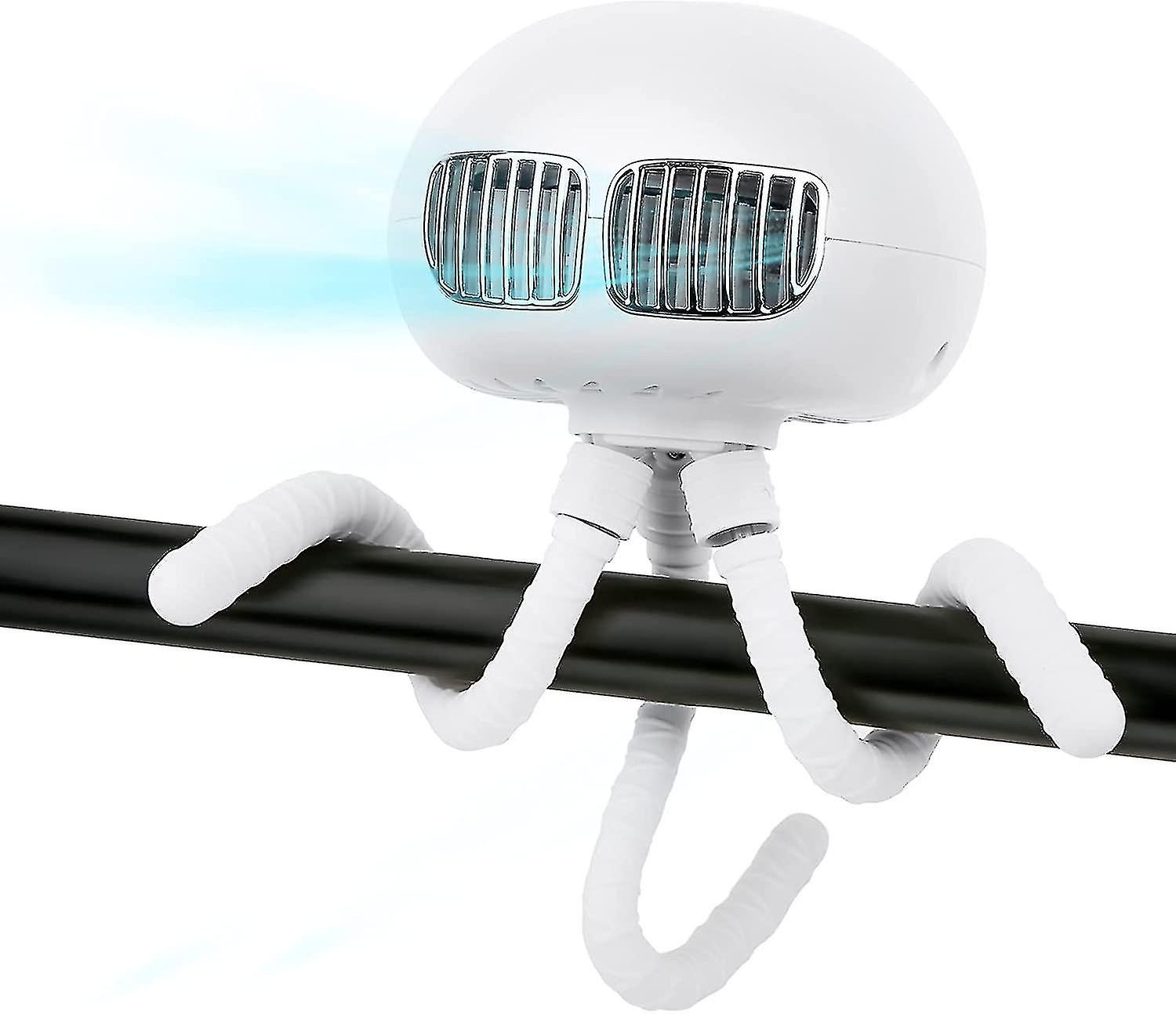 Clip On Stroller Fan Bladeless With Flexible Tripod, Rechargeable Usb Desk Fan Quiet Powerful, 3 Spe
