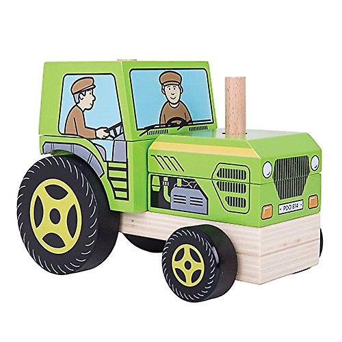 Bigjigs leksaker träleksak stapling traktor