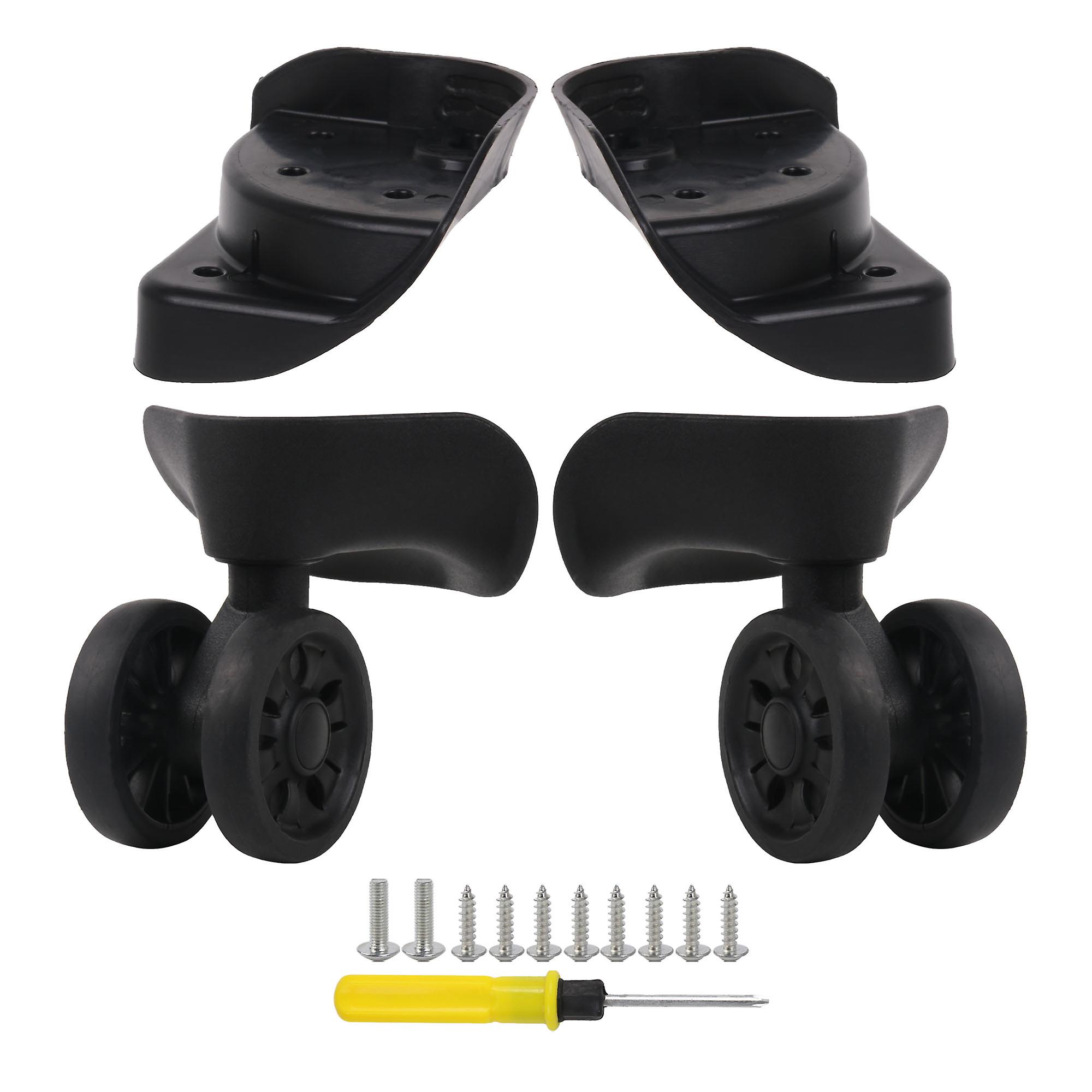 2 Pcs Plastic Suitcase Caster Wheels 3.66 Inch W273 Black w/ Screwdriver